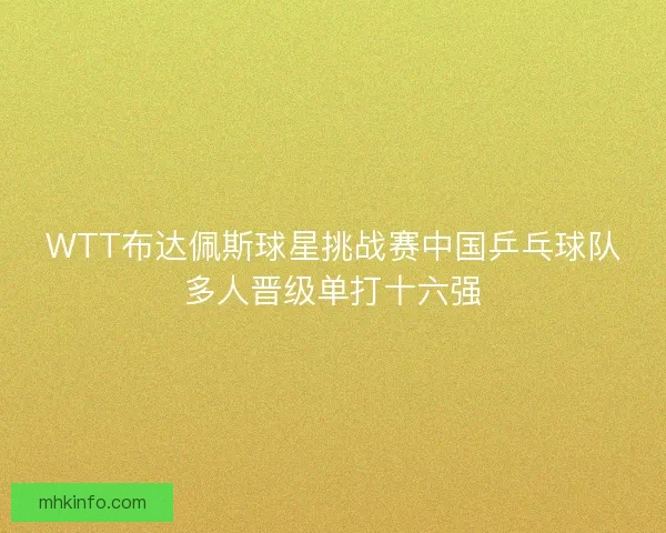 WTT布达佩斯球星挑战赛中国乒乓球队多人晋级单打十六强